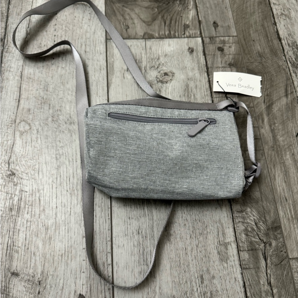 Vera Bradley NWT Lighten Up Water Bottle Crossbody Bag MEDIUM HEATHER GRAY